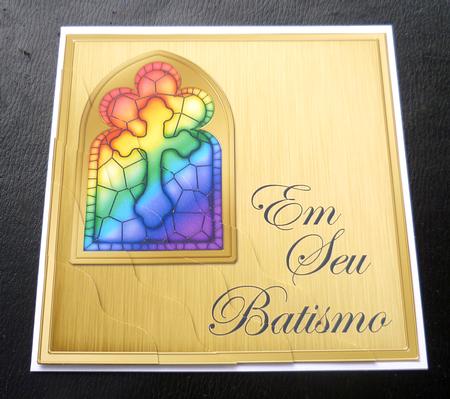 Portugese Baptism Stained Glass Window Wavy Corner Stacker by Charlie Angel