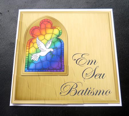 Portugese Baptism Stained Glass Window Wavy Corner Stacker by Charlie Angel