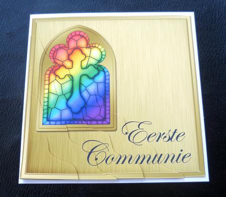 Dutch First Communion Stained Glass Window Wavy Corner by Charlie Angel