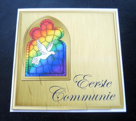 Dutch First Communion Stained Glass Window Wavy Corner by Charlie Angel
