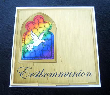 German First Communion Stained Glass Window Wavy Corner by Charlie Angel