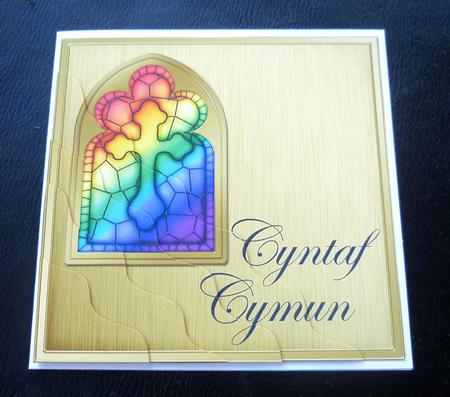 Welsh First Communion Stained Glass Window Wavy Corner by Charlie Angel