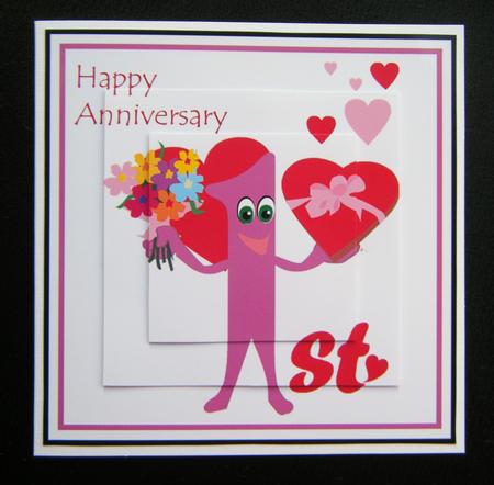 Hearts & Chocolates 1st Anniversary Card by Charlie Angel
