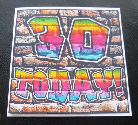 Graffiti 30th Birthday Wavy Corner Side Stacker by Charlie Angel