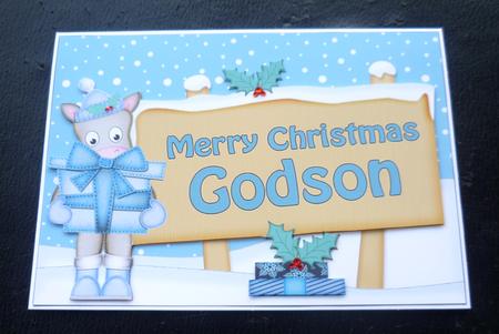 Christmas Godson Gigi Horse Signpost 5x7 Easicut Decoupage by Charlie Angel