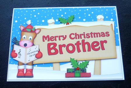 Christmas Brother Gigi Horse Signpost 5x7 Easicut Decoupage by Charlie Angel