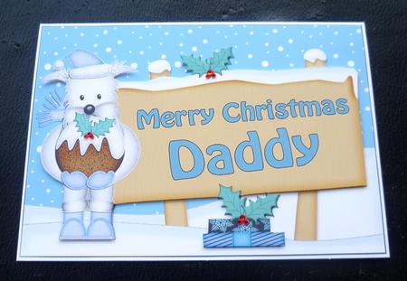 Xmas Daddy Westie Dog Signpost 5x7 Easicut Decoupage by Charlie Angel