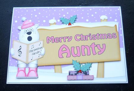 Christmas Aunty Polar Bear Signpost 5x7 Easicut Decoupage by Charlie Angel