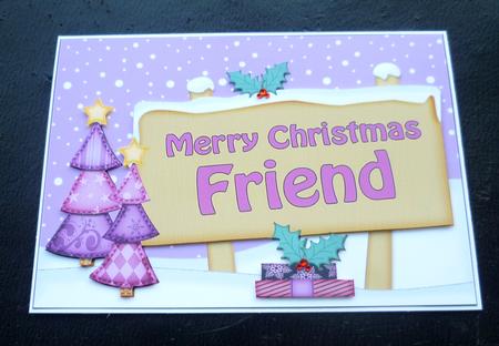 Xmas Friend Trees Signpost 5x7 Easicut Decoupage by Charlie Angel