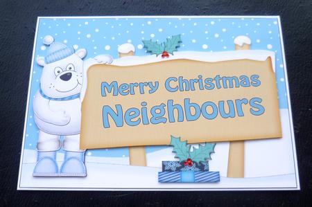 Xmas Neighbours Bear Signpost 5x7 Easicut Decoupage by Charlie Angel