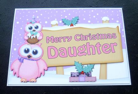 Xmas Daughter Owls Signpost 5x7 Easicut Decoupage by Charlie Angel