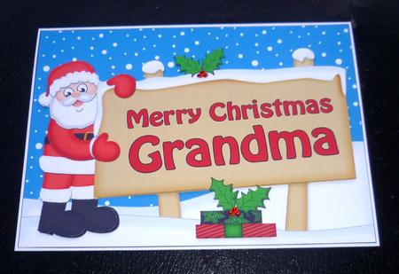 Xmas Grandma Santa Signpost 5x7 Easicut Decoupage by Charlie Angel