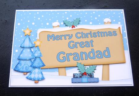 Xmas Great Grandad Trees Signpost 5x7 Easicut Decoupage by Charlie Angel