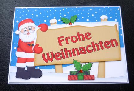 Xmas German Santa Signpost 5x7 Easicut Decoupage by Charlie Angel