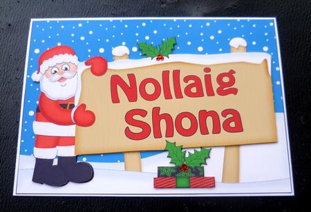 Xmas Irish Santa Signpost 5x7 Easicut Decoupage by Charlie Angel