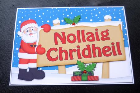 Xmas Scottish Gaelic Santa Signpost 5x7 Easicut Decoupage by Charlie Angel