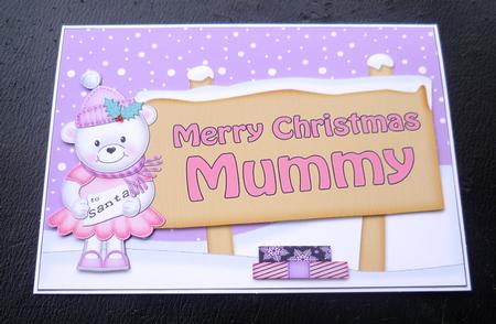 Xmas Mummy Teddy Tess Signpost 5x7 Easicut Decoupage by Charlie Angel