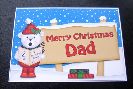 Xmas Dad Teddy Ed Signpost 5x7 Easicut Decoupage by Charlie Angel