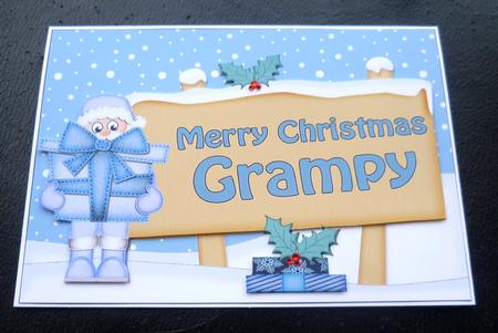 Xmas Grampy Santa Signpost 5x7 Easicut Decoupage by Charlie Angel