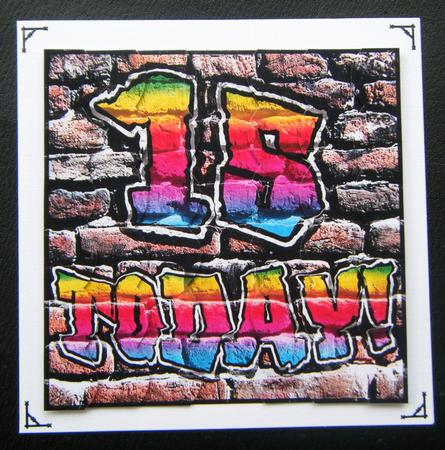 Graffiti 15 Today! Scallop Corner Side Stacker Topper by Charlie Angel