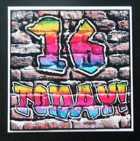 Graffiti 16 Today! Scallop Corner Side Stacker Topper by Charlie Angel