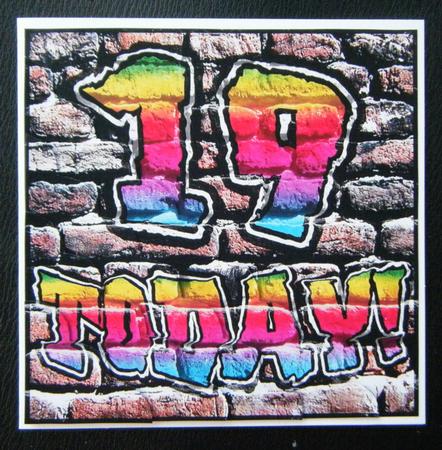 Graffiti 19 Today! Scallop Corner Side Stacker Topper by Charlie Angel