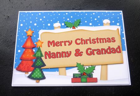 Xmas Nanny & Grandad Trees Signpost 5x7 Decoupage by Charlie Angel