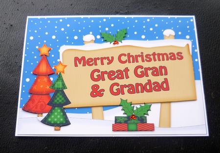 Xmas Great Gran & Grandad Trees Signpost 5x7 Decoupage by Charlie Angel