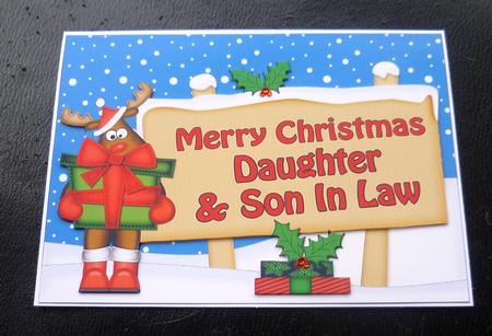 Xmas Daughter & Son in Law Rudolph Signpost 5x7 Decoupage by Charlie Angel