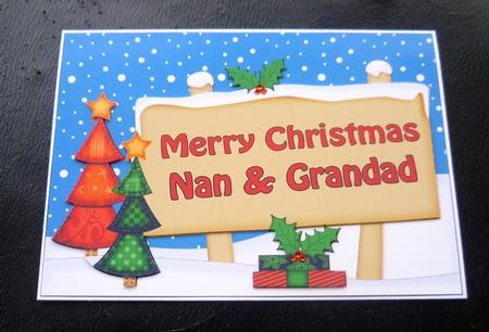 Xmas Nan & Grandad Trees Signpost 5x7 Decoupage by Charlie Angel