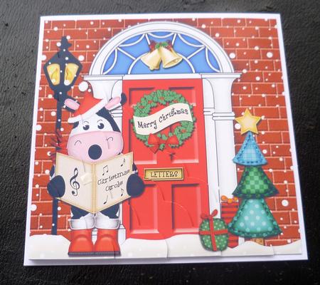 Singing Milly Moo Cow Christmas Door Scallop Corner Stacker by Charlie Angel