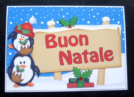 Xmas Italian Penguins Signpost 5x7 Easicut Decoupage by Charlie Angel