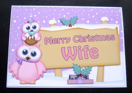 Xmas Wife Owl Signpost 5x7 Easicut Decoupage by Charlie Angel