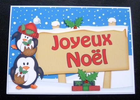 Xmas French Penguins Signpost 5x7 Easicut Decoupage by Charlie Angel