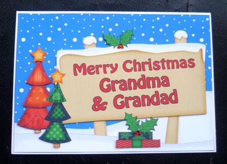 Xmas Grandma & Grandad Trees Signpost 5x7 Decoupage by Charlie Angel
