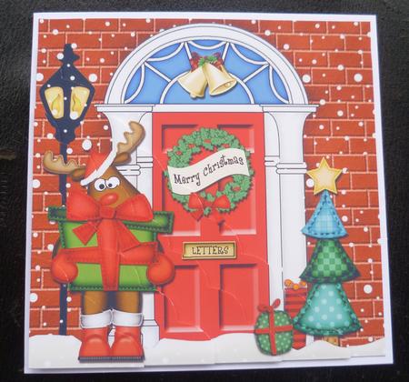 Rudolph's Present Christmas Door Scallop Corner Stacker by Charlie Angel