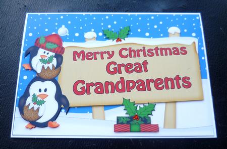 Xmas Great Grandparents Signpost 5x7 Easicut Decoupage by Charlie Angel