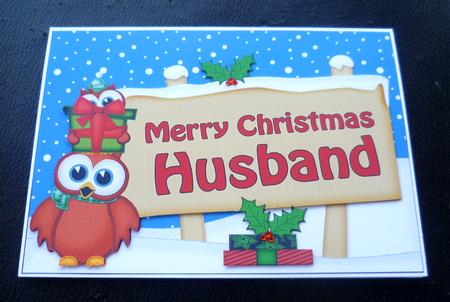 Xmas Husband Owls Signpost 5x7 Easicut Decoupage by Charlie Angel