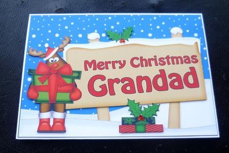 Xmas Grandad Rudolph Signpost 5x7 Easicut Decoupage by Charlie Angel