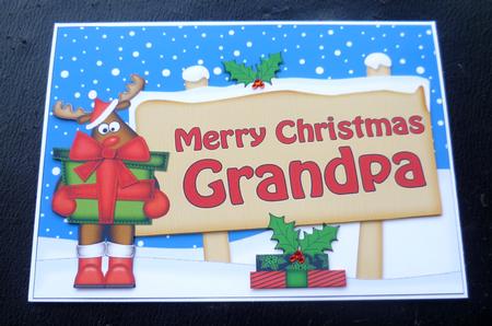 Xmas Grandpa Rudolph Signpost 5x7 Easicut Decoupage by Charlie Angel