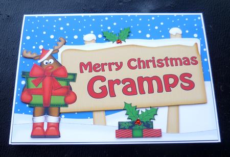 Xmas Gramps Rudolph Signpost 5x7 Easicut Decoupage by Charlie Angel