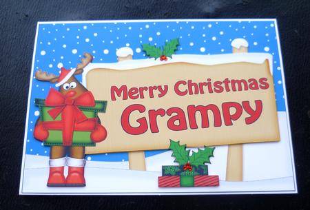Xmas Grampy Rudolph Signpost 5x7 Easicut Decoupage by Charlie Angel