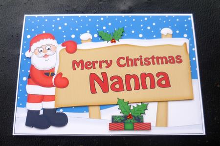 Xmas Nanna Santa Signpost 5x7 Easicut Decoupage by Charlie Angel