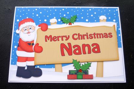 Xmas Nana Santa Signpost 5x7 Easicut Decoupage by Charlie Angel