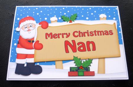 Xmas Nan Santa Signpost 5x7 Easicut Decoupage by Charlie Angel
