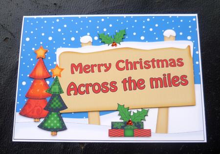 Xmas Across the Miles Trees Signpost 5x7 Decoupage by Charlie Angel
