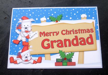 Xmas Grandad Westie Dog Signpost 5x7 Decoupage by Charlie Angel