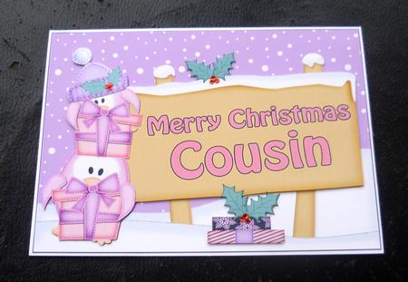 Xmas Cousin Penguins Signpost 5x7 Easicut Decoupage by Charlie Angel
