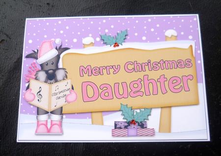 Xmas Daughter Scottie Dog Signpost 5x7 Decoupage by Charlie Angel