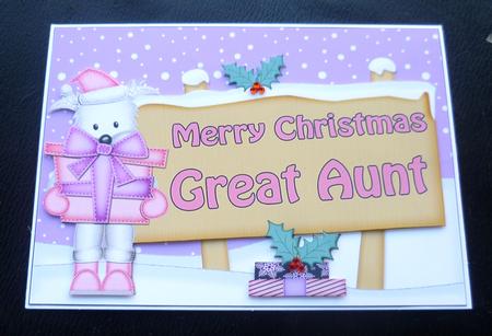Xmas Great Aunt Westie Dog Signpost 5x7 Easicut Decoupage by Charlie Angel